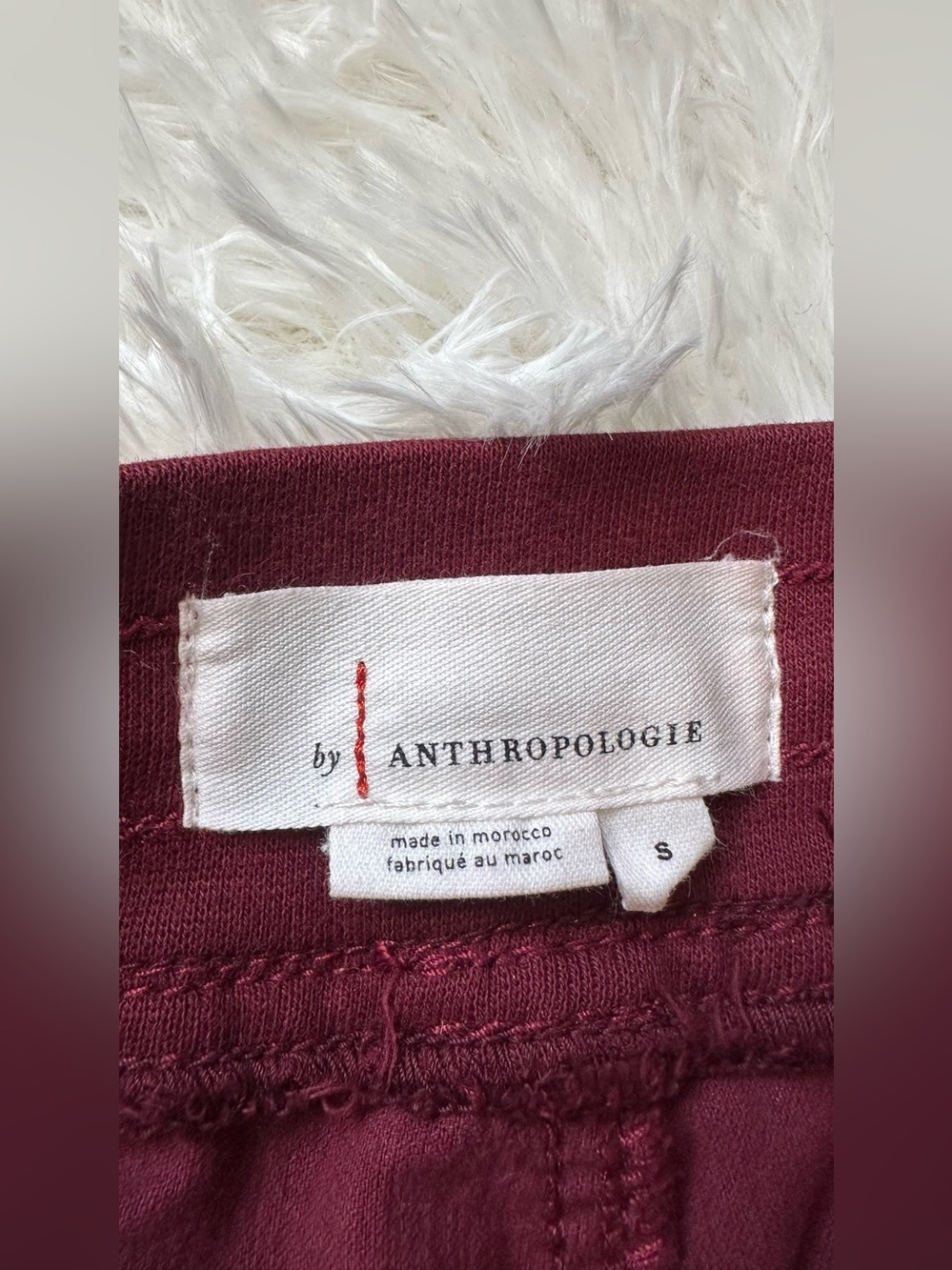 Anthropologie Corduroy Joggers Small Burgundy Cargo Utility Pull On Boho Lounge - Picture 4 of 11